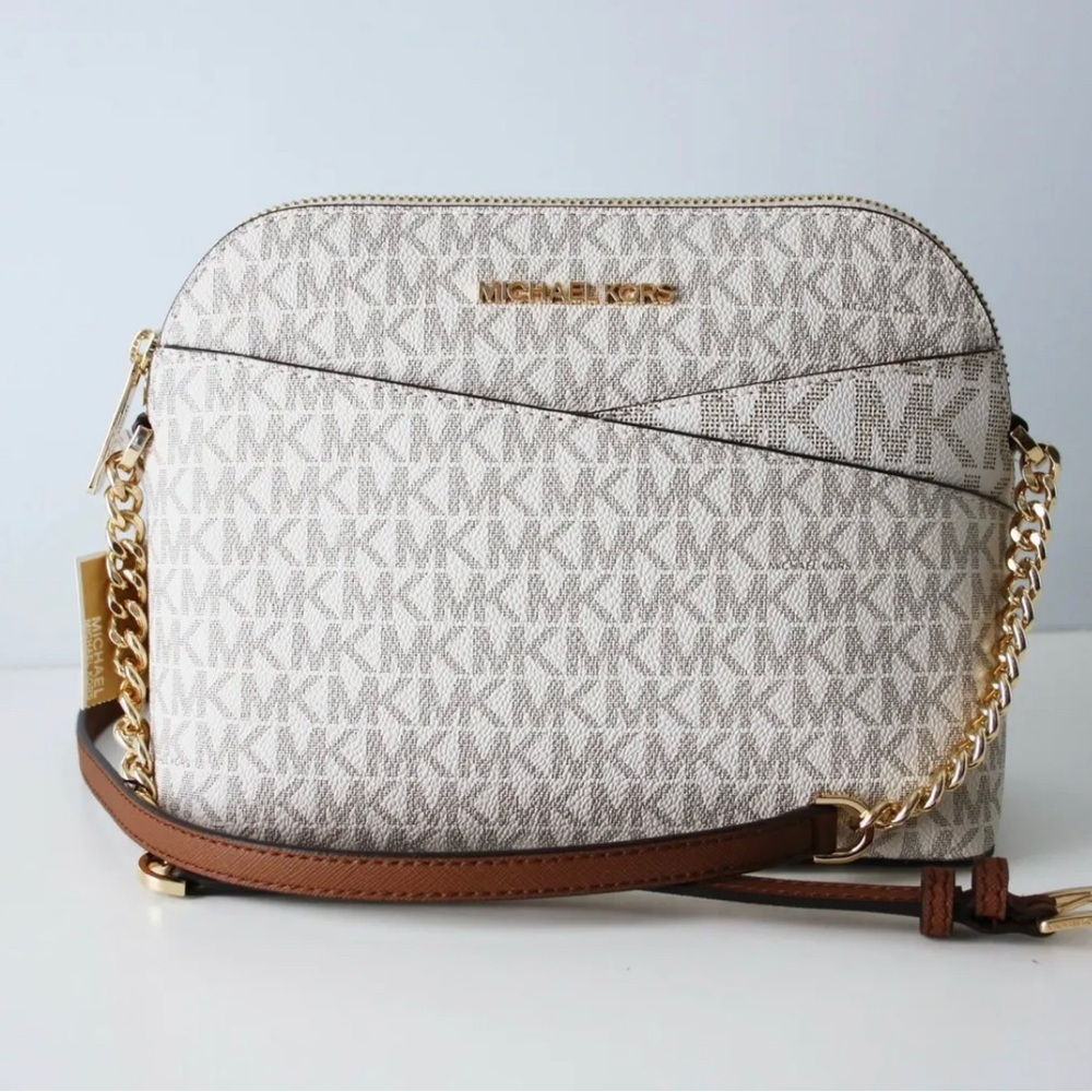 Michael Kors Bag Jet Set Travel Md Dome cross Body Vanilla 35F1GTVC6B